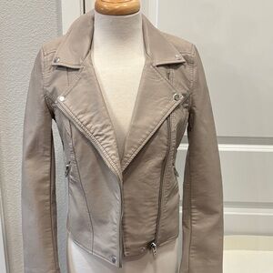 EUC Blank NYC Taupe Vegan Leather Moto Jacket